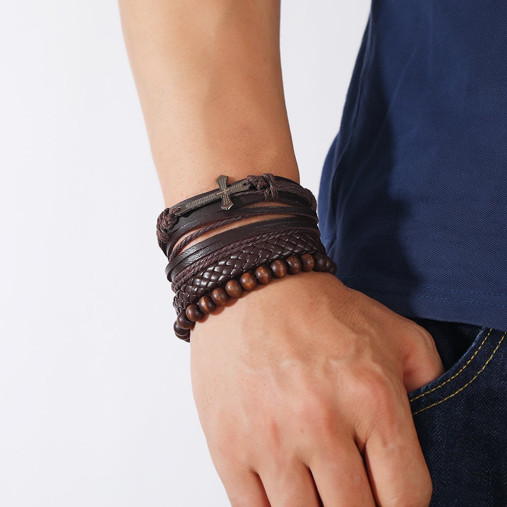 Men's Vintage Braided Leather Bracelet