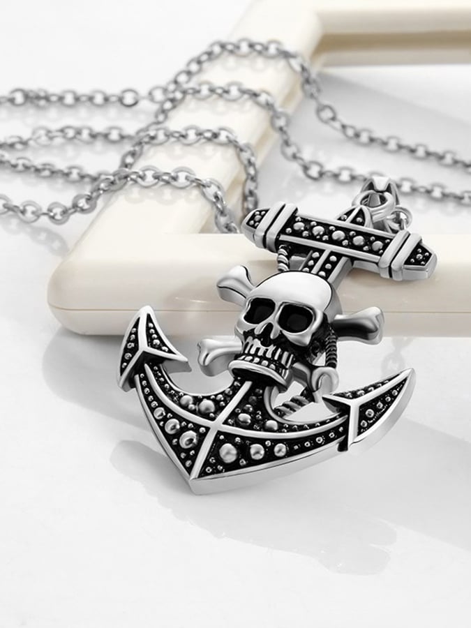 Fashion Skull Anchor Pendant Necklace