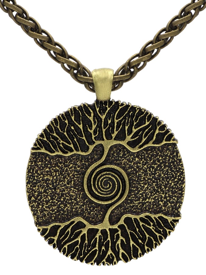 Men's Vintage Reversible Coin Tree of Life Pendant Necklace