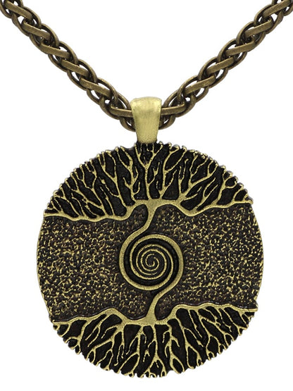 Men's Vintage Reversible Coin Tree of Life Pendant Necklace