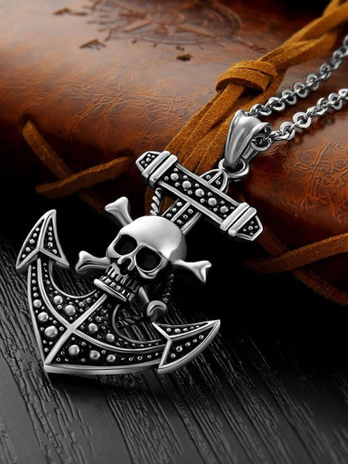 Fashion   Skull Anchor Pendant Necklace