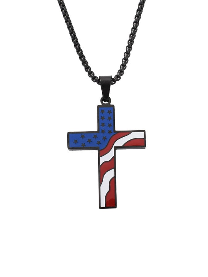 Color Block Flag Cross Necklace