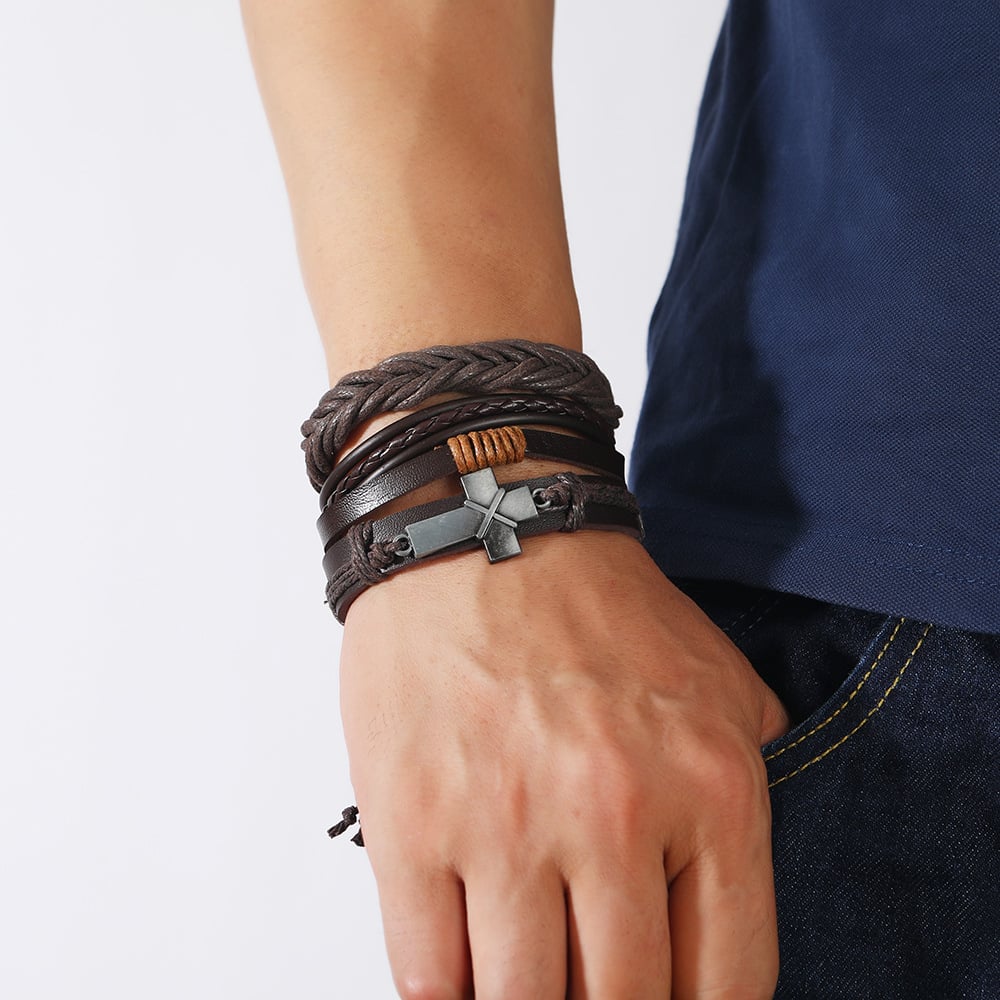 Men's Vintage Braided Leather Bracelet