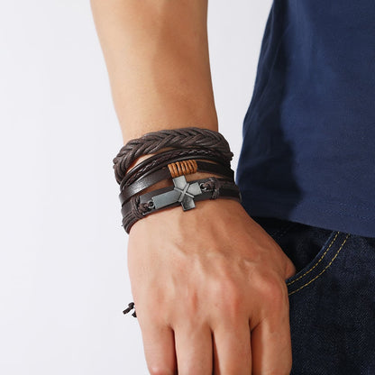 Men's Vintage Braided Leather Bracelet